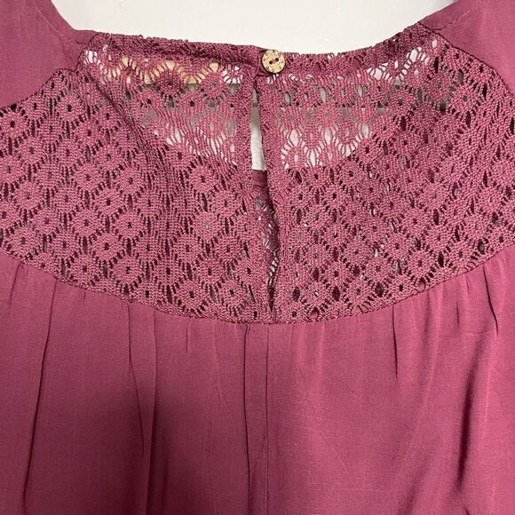 Jolt Long Sleeve Pleated Front Shift Dress Purple Medium - Picture 3 of 5